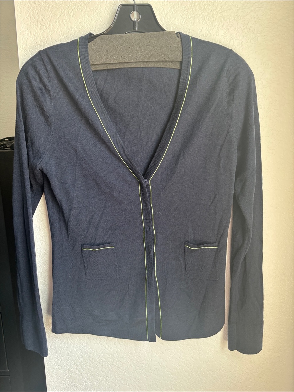 Elie Tahari Navy Cardigan with Contrast Trim